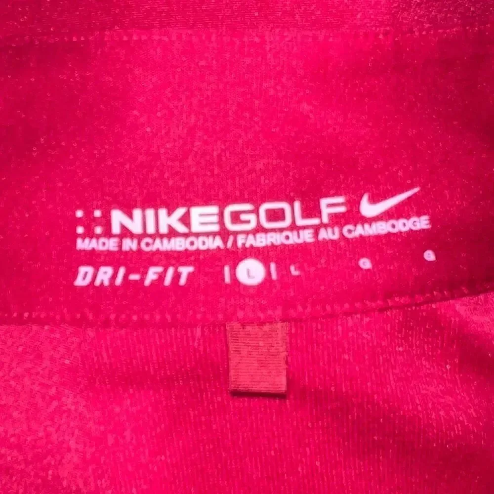 Nike Golf Mens Red Quarter Zip Dri Fit Long Sleeve Shirt Lightweight Large EUC